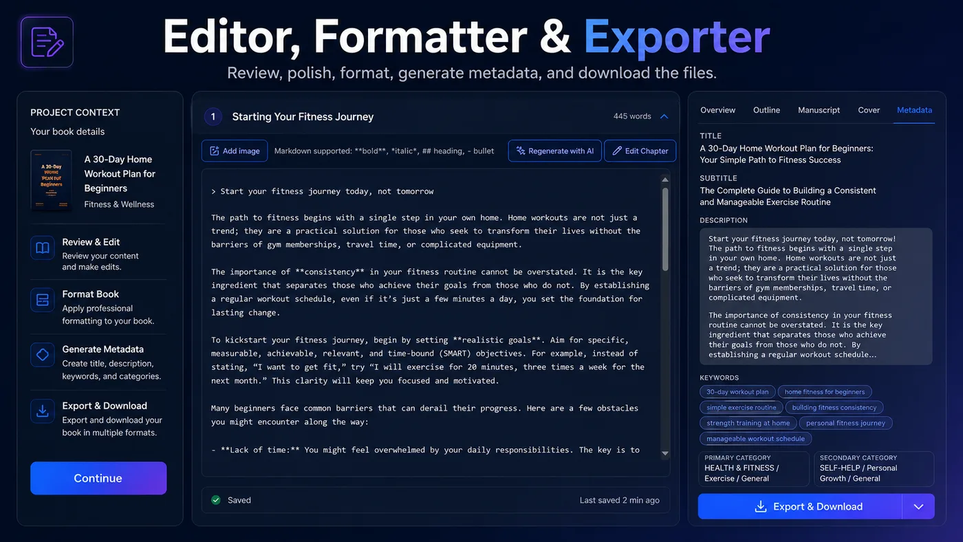 Editor, Formatter & Exporter